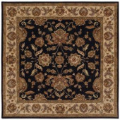 LR Resources Traditional Shape Black and Ivory 9 ft. Square Plush Indoor Area Rug