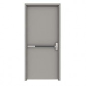 L.I.F Industries 36 in. x 80 in. Flush Gray Exit Left-Hand Fire Proof Door Unit with Welded Frame