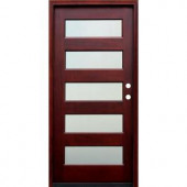 Pacific Entries Contemporary 5 Lite Mistlite Stained Wood Mahogany Entry Door with 6 Wall Series
