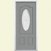Masonite Oakville Three Quarter Oval Lite Painted Steel Entry Door with Brickmold
