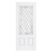 Masonite Halifax Three Quarter Rectangle Primed Smooth Fiberglass Entry Door with No Brickmold
