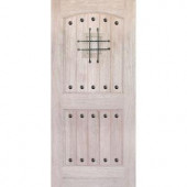 Rustic Mahogany Type Unfinished Solid Wood V-Groove Speakeasy Entry Door Slab