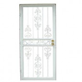 Grisham 409 Series Spanish Lace 32 in. x 80 in. Steel White Prehung Security Door