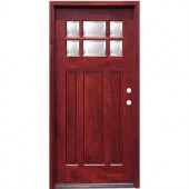 Pacific Entries Craftsman 6 Lite Stained Mahogany Wood Entry Door with 6 in. Wall Series