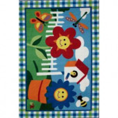 LA Rug Inc. Olive Kids Happy Flowers Multi Colored 19 in. x 29 in. Accent Rug