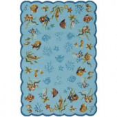 Couristan Outdoor Escape Coral Dive Aqua 3 ft. 6 in. x 5 ft. 6 in. Area Rug