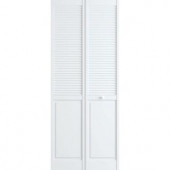 Frameport 36 in. x 80 in. Louver/Panel Pine White Interior Bi-fold Closet Door