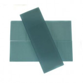 Splashback Tile Contempo 4 in. x 12 in. Turquoise Frosted Glass Tile