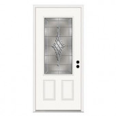 JELD-WEN Hadley 3/4 Lite Primed White Steel Entry Door with Brickmold