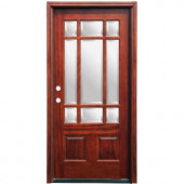 Pacific Entries Craftsman 9 Lite Stained Mahogany Wood Entry Door with 6 in. Wall Series