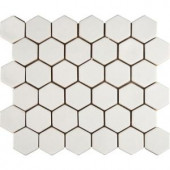 MS International Whisper White Hexagon 12 in. x 12 in. Glazed Porcelain Mesh-Mounted Mosaic Wall Tile