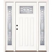 Feather River Doors Mission Pointe Zinc Craftsman Primed Smooth Fiberglass Entry Door with Sidelites