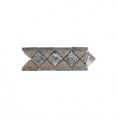 Daltile Travertine Green/Copper/Green 4 in. x 11 in. Tumbled Slate Diamond Border Floor and Wall Tile