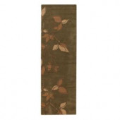 Home Decorators Collection Leaves Sage 2 ft. 6 in. x 8 ft. Runner