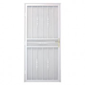 Unique Home Designs Cottage Rose 36 in. x 80 in. White Recessed Mount Steel Security Door with Expanded Metal Screen and Brass Hardware