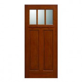 Main Door Craftsman Collection 3 Lite Prefinished Golden Oak Solid Mahogany Type Wood Slab Entry Door