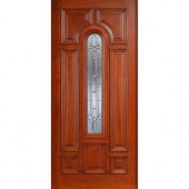 Main Door Mahogany Type Prefinished Cherry Beveled Zinc Arch Glass Solid Wood Entry Door Slab