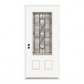 JELD-WEN Ascot 3/4 Lite Primed White Steel Entry Door with Brickmold