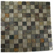 Splashback Tile Roman Selection Emperial Slate with Deco 12 in. x 12 in. Glass Floor and Wall Tile