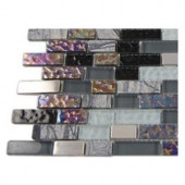 Splashback Tile Seattle Skyline Blend Bricks 1/2 in. x 2 in. Marble And Glass Tile Bricks - 6 in. x 6 in. Tile Sample
