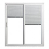 JELD-WEN 72 in. x 80 in. White Left-Hand Premium Sliding Patio Door with Tilt-and-Raise Mini Blinds