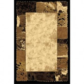LA Rug Inc. 130/80 Melange Collection, mostly beige at the center and squares at the border, 5 ft. x 8 ft. Indoor Area Rug