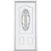 Masonite Chatham Three Quarter Oval Lite Primed Steel Entry Door with Brickmold