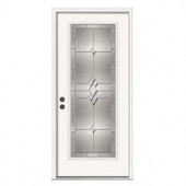 JELD-WEN Kingston Full Lite Primed White Steel Entry Door with Brickmould with Nickel Caming