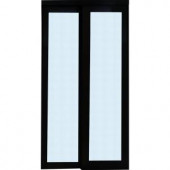 TRUporte Grand 2230 Series 72 in. x 80 in. Composite Espresso 1-Lite Tempered Frosted Glass Sliding Door