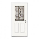 JELD-WEN 1/2 Lite Primed White Steel Entry Door with Brickmold