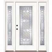 Feather River Doors Mission Pointe Zinc Full Lite Prime Smooth Fiberglass Entry Door with Sidelites