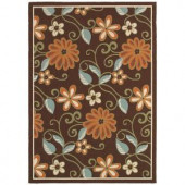 LR Resources Lanai Chocolate and Terra 7 ft. 9 in. x 9 ft. 9 in. Plush Outdoor Area Rug