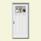 JELD-WEN Premium Oak Park Craftsman Primed Steel Entry Door with Brickmold and Shelf
