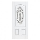 Masonite Chatham Three Quarter Oval Lite Primed Steel Entry Door with No Brickmold