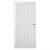 Unique Home Designs Cottage Rose 36 in. x 80 in. White Recessed Mount Steel Security Door with Perforated Metal Screen and Nickel Hardware