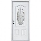 Masonite 3/4 Oval 3-Panel Smooth Fiberglass Entry Door with Brickmold