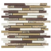 Jeffrey Court 13-1/8 in. x 12 in. Golden Harvest Glass/Slate Mosaic Wall Tile