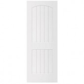 Steves & Sons Ultra 2-Panel Round Top V-Groove Primed White Solid Core Composite Interior Door Slab