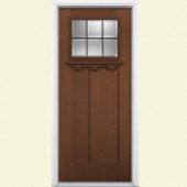 Masonite Oaklawn 6 Lite Carmel Fir Grain Textured Fiberglass Entry Door with Brickmold