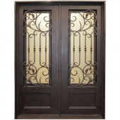 Iron Doors Trento 126BP 3/4 Lite Painted Metal Dark Bronze Wrought Iron Entry Door