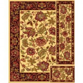 Marcella Jacobian Ivory 6 ft. 7 in. x 9 ft. 3-Piece Rug Set