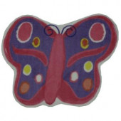 LA Rug Inc. Fun Time Shape Butterfly Multi Colored 35 in. x 39 in. Area Rug
