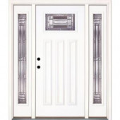 Feather River Doors Preston Zinc Craftsman Primed Smooth Fiberglass Entry Door with Sidelites