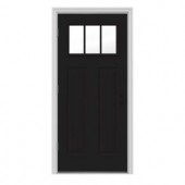 JELD-WEN Craftsman 3-Lite Painted Steel Entry Door with Brickmold