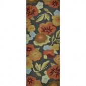 Loloi Rugs Summerton Life Style Collection Dark Brown Floral 2 ft. x 5 ft. Runner