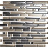 EPOCH Brushstrokes Grigio-1504-S Strips Mosaic Glass 12 in. x 12 in. Mesh Mounted Tile (5 Sq. Ft./Case)