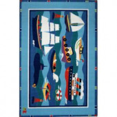 LA Rug Inc. Olive Kids Boats and Buoys Multi Colored 39 in. x 58 in. Area Rug