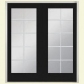 Masonite 72 in. x 80 in. Jet Black Prehung Right-Hand Inswing 10 Lite Fiberglass Patio Door with No Brickmold in Vinyl Frame