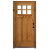 Steves & Sons Craftsman 6 Lite Stained Knotty Alder Wood Entry Door with Dentil Shelf