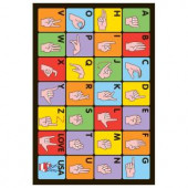 LA Rug Inc. Fun Time Sign Language Multi Colored 39 in. x 58 in. Area Rug